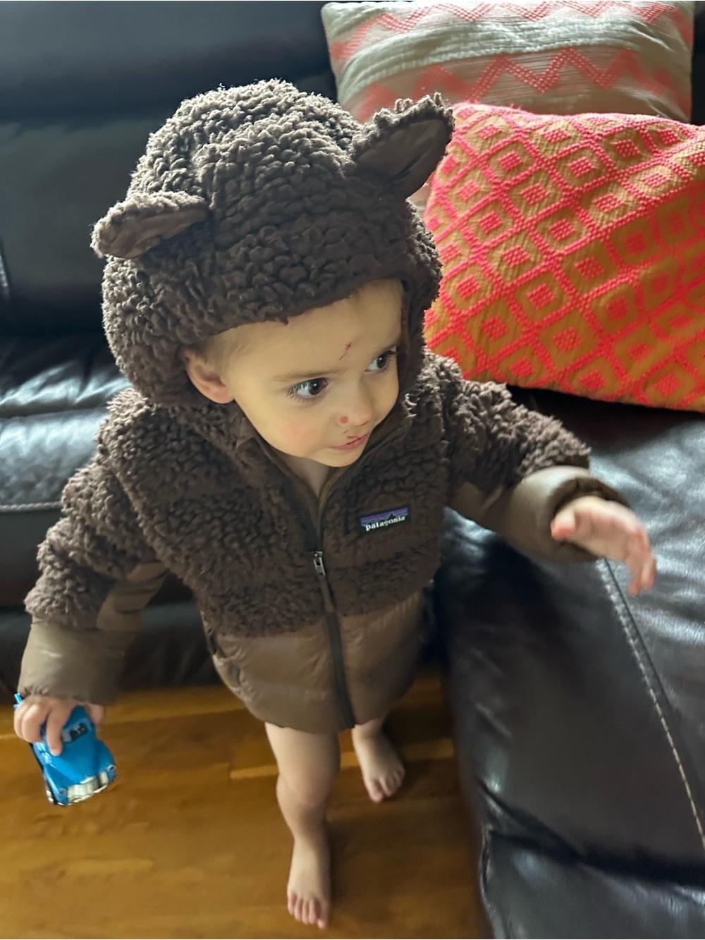 Patagonia Brown Sherpa Hi Loft Teddy Bear Hooded Jacket unisex 3T